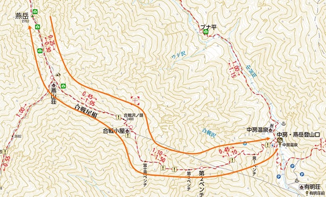 燕岳登山地図